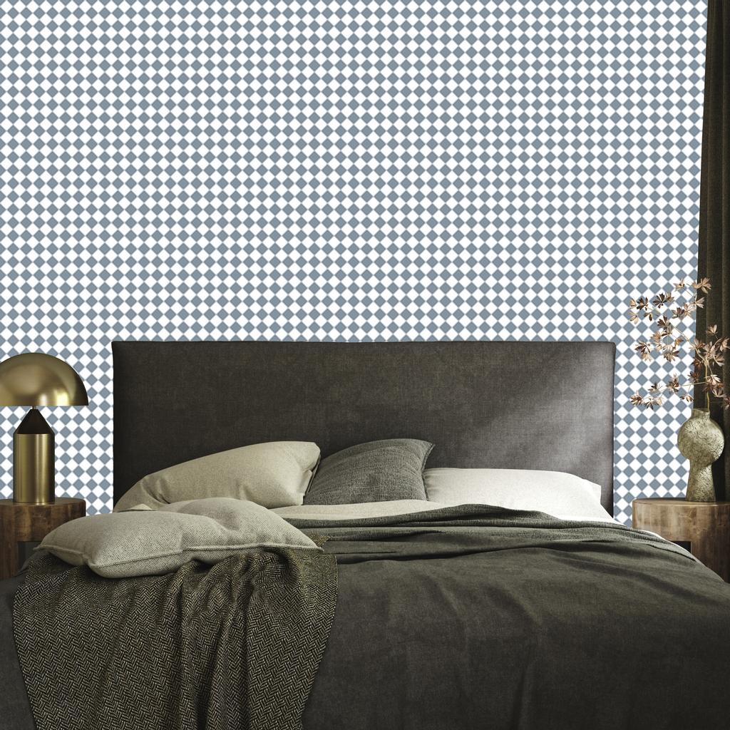 Geometric rhombus wallpaper light gray and blue 50x1000