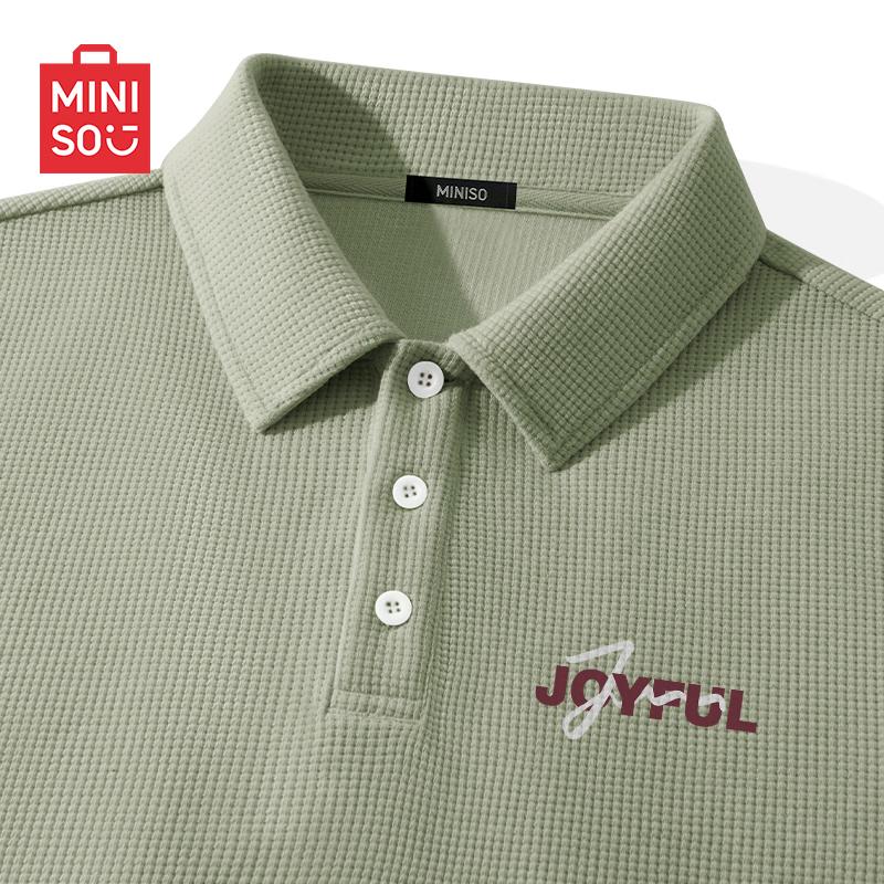 MINISO Men s Waffle Knit Short Sleeve Polo Shirt XL