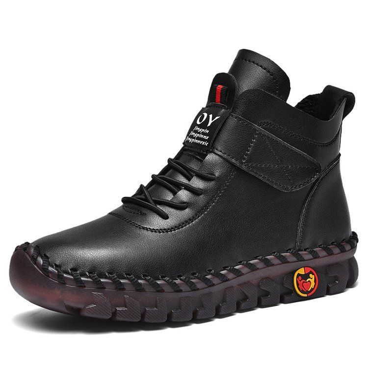 Winter Padded Warm Boots Female British Style Fashion Versatile Velcro Casual High-top Cotton Boots Large Size
