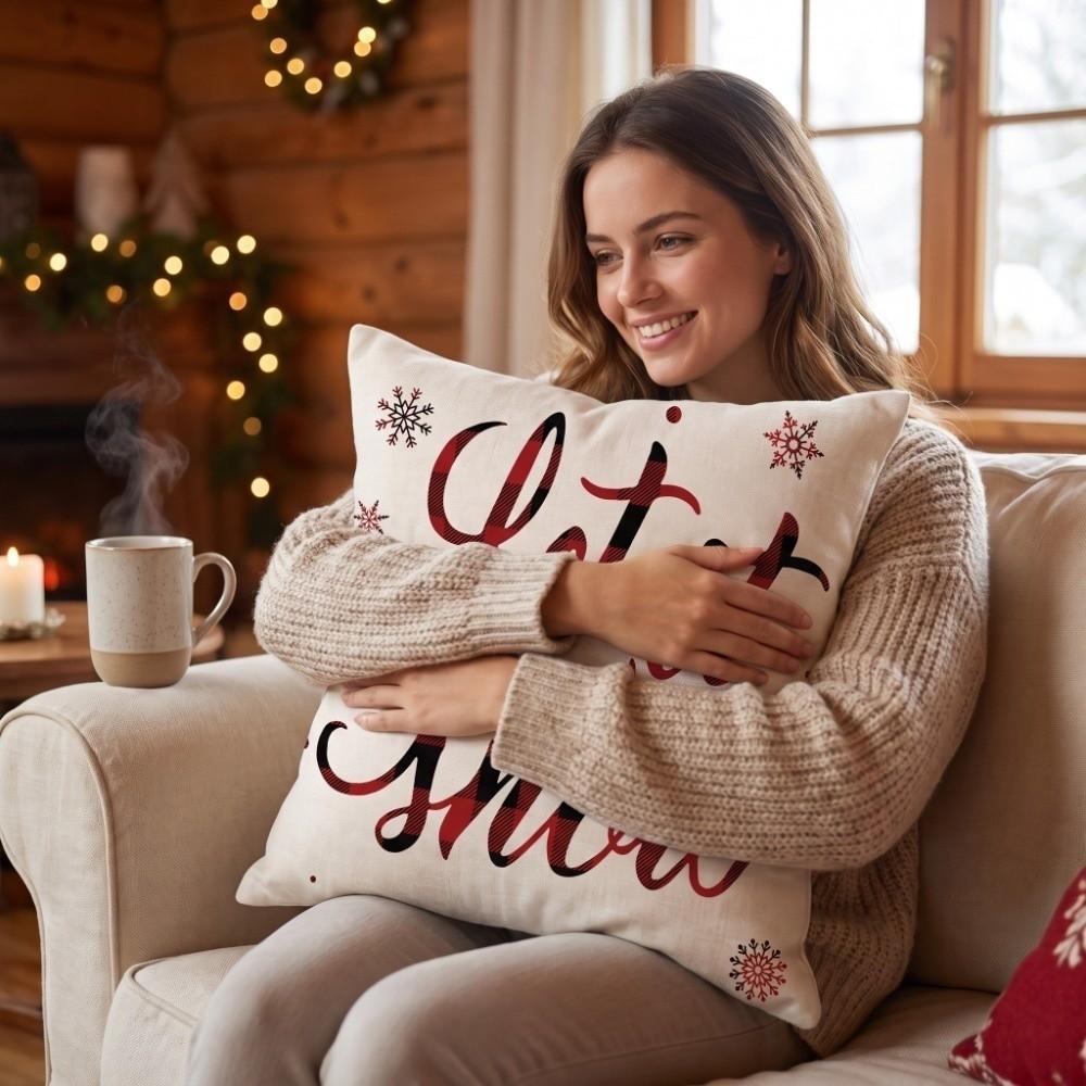 Soft Christmas Pillow Cover Santa Claus Xmas Tree Pillowslip Throw Cushion Case  Winter Decor