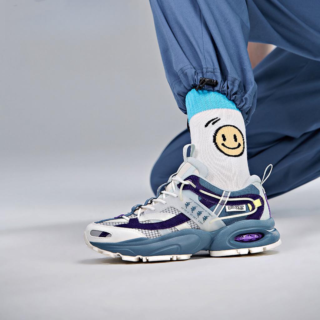 Kappa Retro Shock Absorbing Non-Slip Wear-Resistant Low-Top Dad Shoes Unisex Sneakers Blue Purple White K0BX5MM01D-124