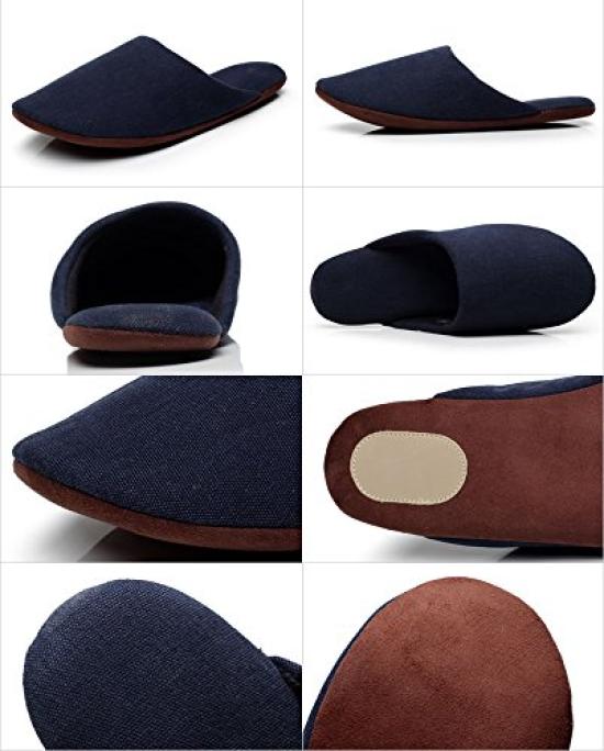 Washable Canvas Cotton Indoor Slippers for Set of 2 and 2 [MOON ROOM] Guests, 4, Men's Women's