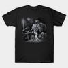 Men Black Print T-shirt Guitar No-Cut Transfer Paper Print Cotton Tshirt