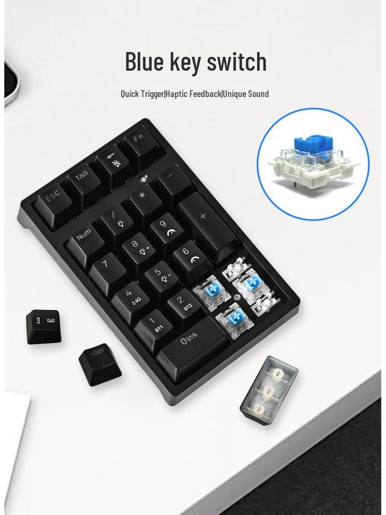 K18 Bluetooth Mechanical Keyboard: Three-Mode USB Mini External Digital Keypad for Finance and Accounting