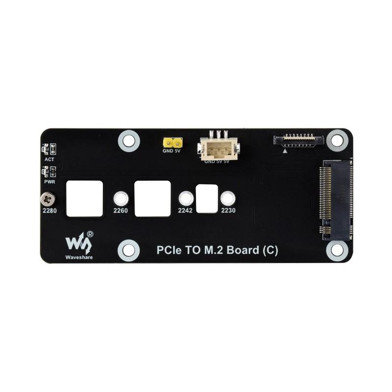 PCIe to M.2 Adapter Board (C) for Raspberry Pi 5, Supports NVMe Protocol M.2 Solid State Drive, High-speed Reading/Writing