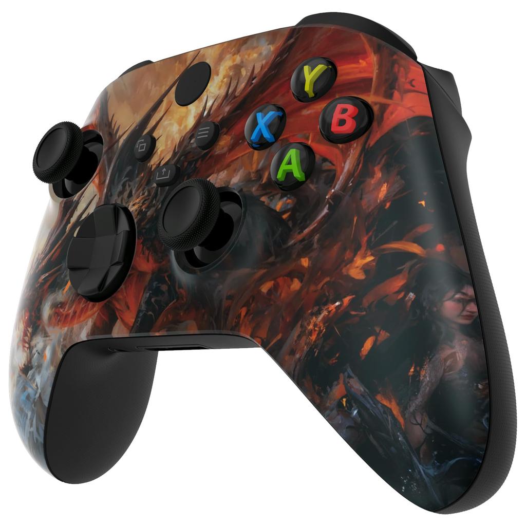 custom front housing shell for Xbox Series featuring a mildly cover faceplate for Xbox Series and Xbox Core not eXtremeRate's X/S, horror-inspired