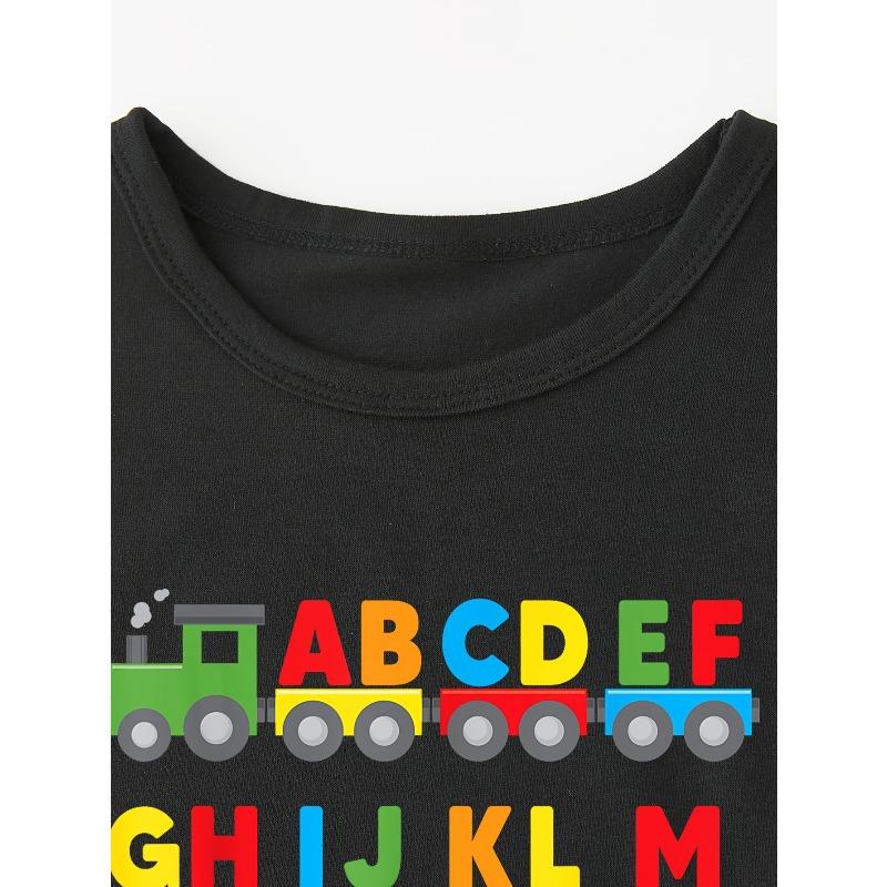 European Size Summer Boys Short Sleeved Round Neck T Shirt Colorful Letter Patterns