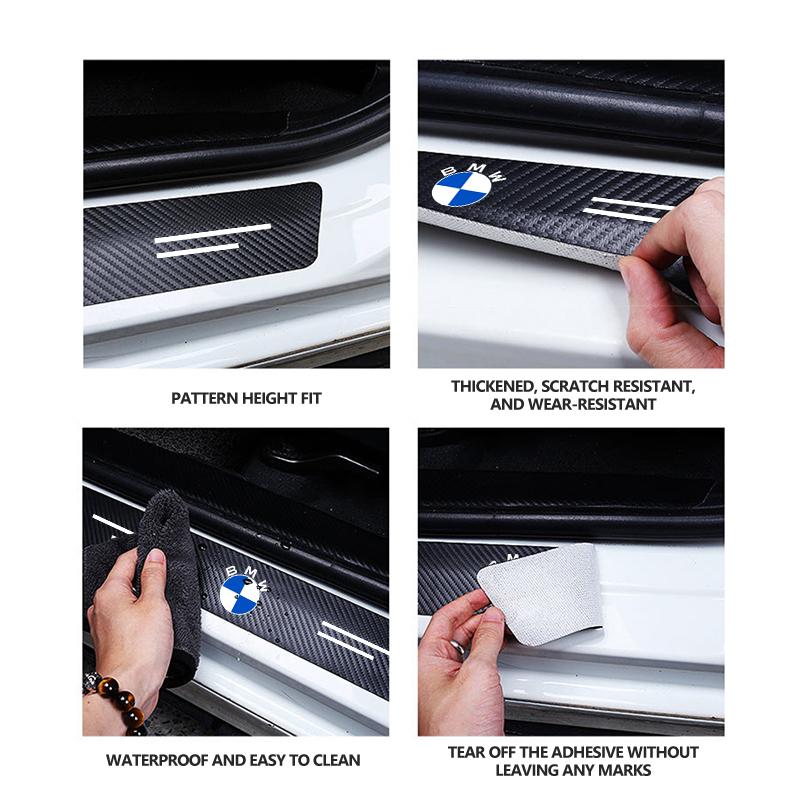 CRZK2 Car Door Sill Plate Sticker Rear Trunk Bumper Threshold Decals For BMW Performance X1 M3 M6 F01 F02 E34 E36 E60 F10 F20 X6