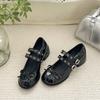 French retro Mary Jane shoes women's 2025 new summer gentle and versatile small leather shoes thick heel with skirt single shoes