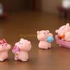 Pack of 6 Cartoon Pink Pig Statues Miniatures for Car Dashboard and Home Decors top sale