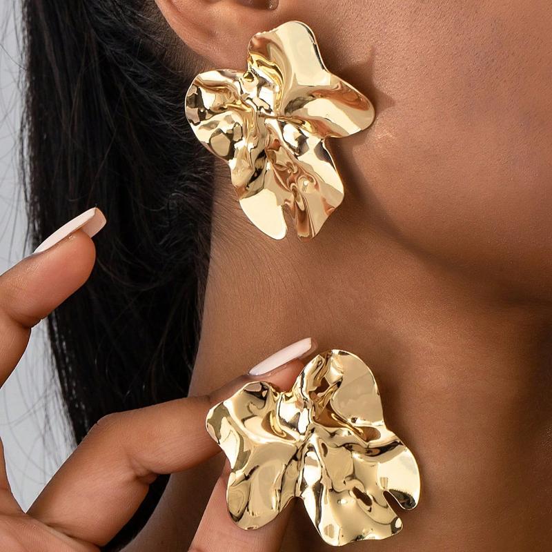 

1 пара геометрических шикарных железных серег-гвоздиков, подходящих для свадеб, вечеринок и повседневной носки one-size золотой