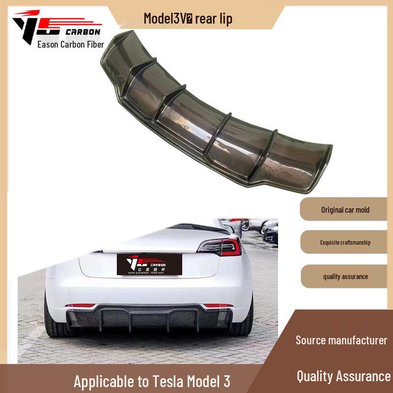 Compatible Carbon Fiber V-Style Rear Diffuser for Tesla Model 3 (2018-Present)