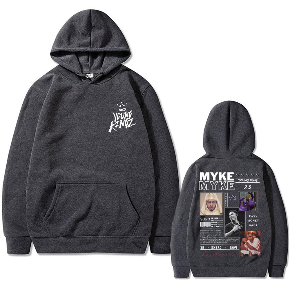 Rapper Myke Towers LA PANTERA NEGRA Mikina Muži Ženy Hip Hop Ležérna Nadrozmerná Mikina Pánska Móda Vintage Trend Streetwear