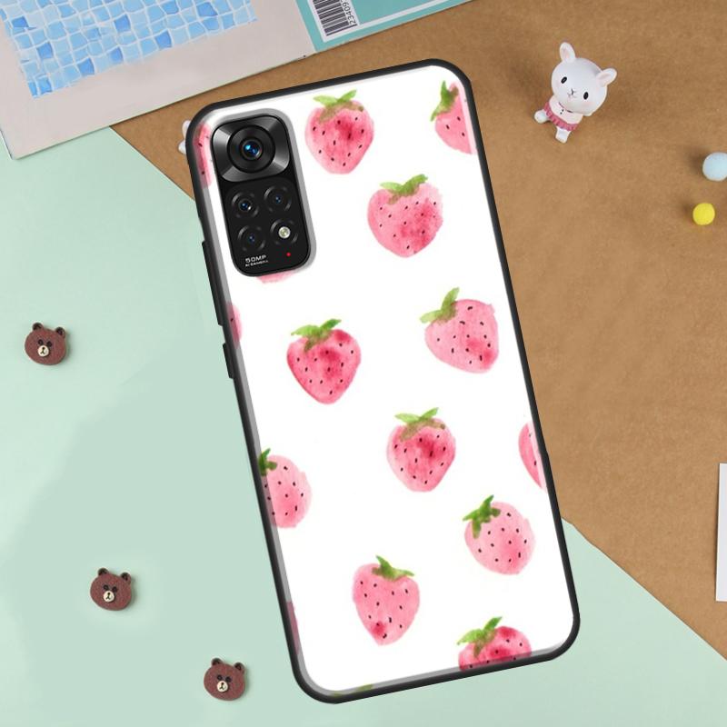 Cute Strawberry Phone Case For Xiaomi Redmi Note 12 8 9 10 11 Pro 8T 9S 10S 11S 12S 10A 9C 10C 12C Cover