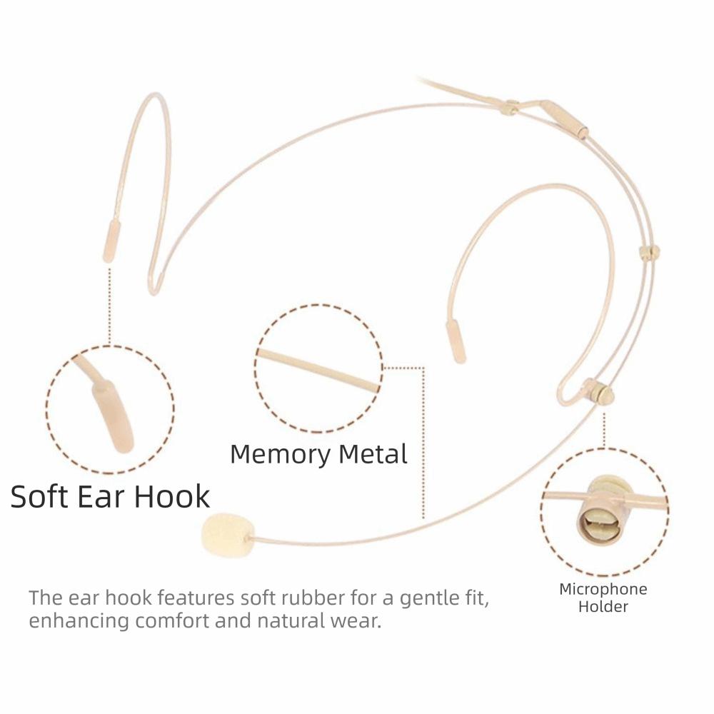 3.5mm 3 Pin Headset Mic Beige Amplifier Voice Speaker Headworn Microphone  Microphone Accessories
