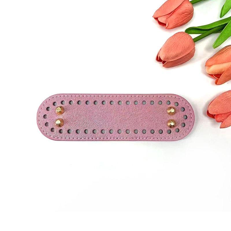 

18.5x5.5cm PU Bag Bottom with 4 Rivets Bag Bottom Wear-resistant Strong Durable Bag Bottom for Crochet Knitting Handbag