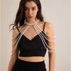 Faux Pearl Tassel Body Chain Sexy Shawl Cheongsam Evening Dress