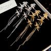 Zinc Zinc Alloy Long Tassel Dangle Earrings Chinese Ancient Style Ear Jewelry Bamboo Leaf Earrings  Party