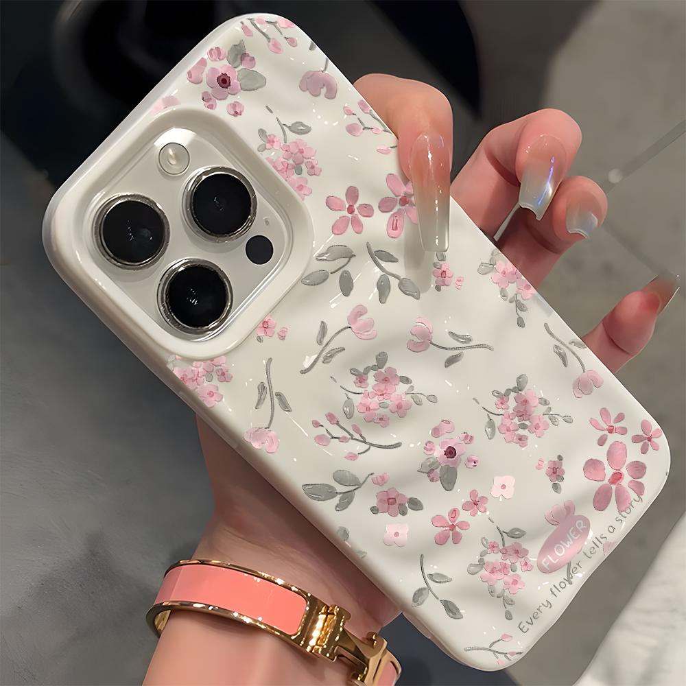 Traumhaftes rosa Blumenmuster Handyhülle für iPhone 17 16 15 14 13 12 11 Pro Max Air Plus Stoßfest Weich Funda Schutzhülle