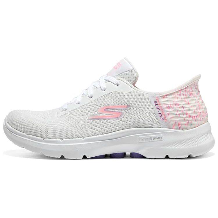 Skechers Women's White/Pink Go Walk Slip-Ins Flash Technology Mesh Tpu Comfortable Sports Versatile Low-Top Casual Shoes Sneakers 124627-Wmlt Cm