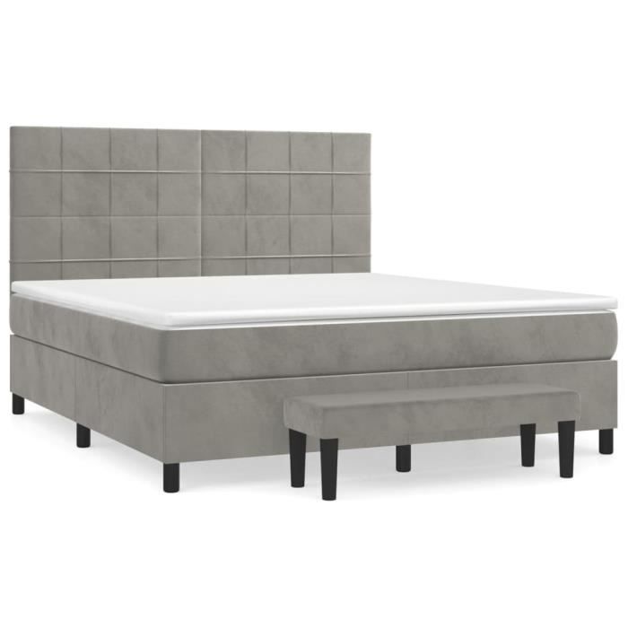 3137857 vidaXL Divan Bed and Mattress Light Grey 180x200cm Velvet