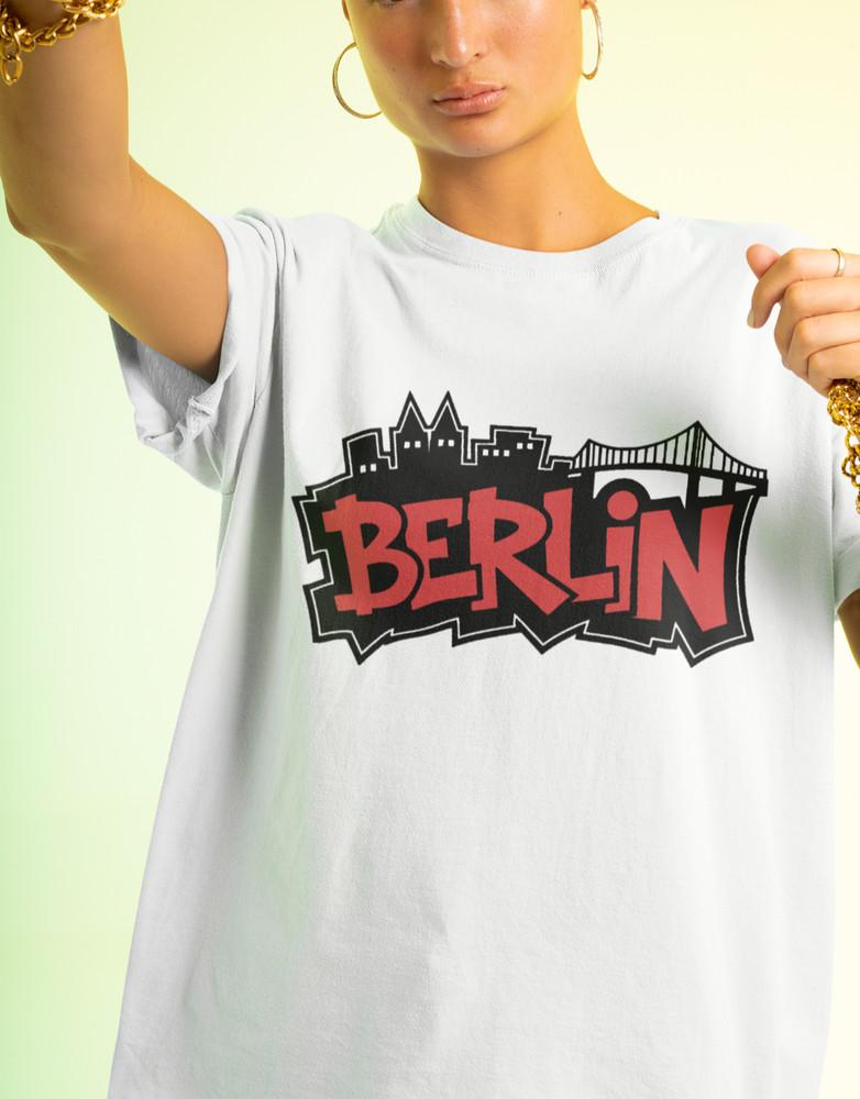 Berlin Graffiti Damen  Streetwear Fasching Oversize Shirt Bio Baumwolle