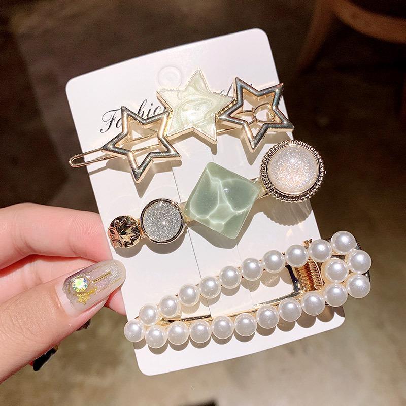 3pcs/Set Women Elegant Pearls Acrylic Geometric Hairpin Hair Clip Barrettes Fashion Hair Accessories