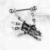 14G Sexy Skeleton Skull Hand Bar Barbell Nipple Shield Ring Punk Body Piercing