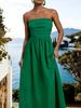 Summer New Tube Top Dress Solid Color High Waist Thin Holiday Dress, European and American Style Multi-color