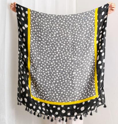 

Leopard Print Silk Scarf, Long Shawl, Two-in-one One Size