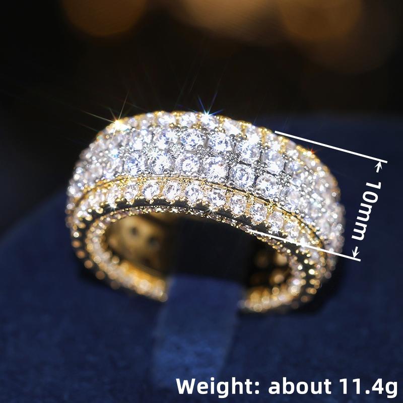 Huitan Gold Color Lady Rings Luxury Shining Cubic Zirconia Accessories for Wedding Engagement Party Trendy Versatile Jewelry