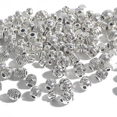 30~50Pcs European Beads Big Hole Beads Mixed Size Tibetan Silver Color Spacer Beads Plated For Charm Bracelets Making DIY