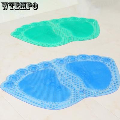 1PC Simple Footprint Shaped Mat Suction Cup Non-slip Mat for Home Bathroom Hotel Transparent Massage Foot Mat