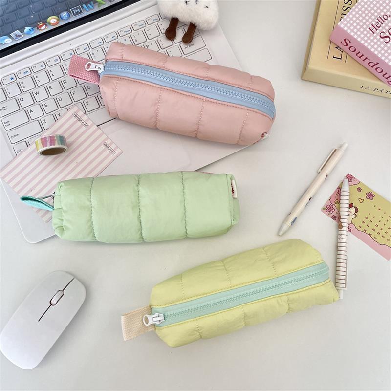 Cute Cotton-Filled Pencil Case Pen Bag Large-Capacity Student Stationery Storage Bag Portable  Girly Cosmetic Bag Gifts