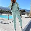 Women's Fleece Hoodies Two Piece Set 2021  Winter  Sweatshirts Pants Sets Female Casual Sports Tracksuits