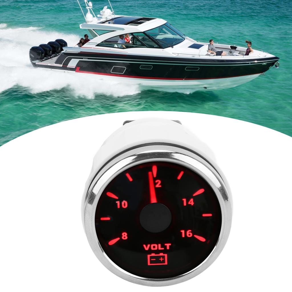 52mm Marine Voltage Gauge 8‑16V Pointer 7 Colors Backlight IP67 Waterproof Voltmeter for Boat RV Car 9‑32V