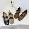 French Retro Cross-buckle Belt Shallow Mouth Mary Jane Single Shoes Women's 2025 New Versatile Commuter Flat Ballet Shoes