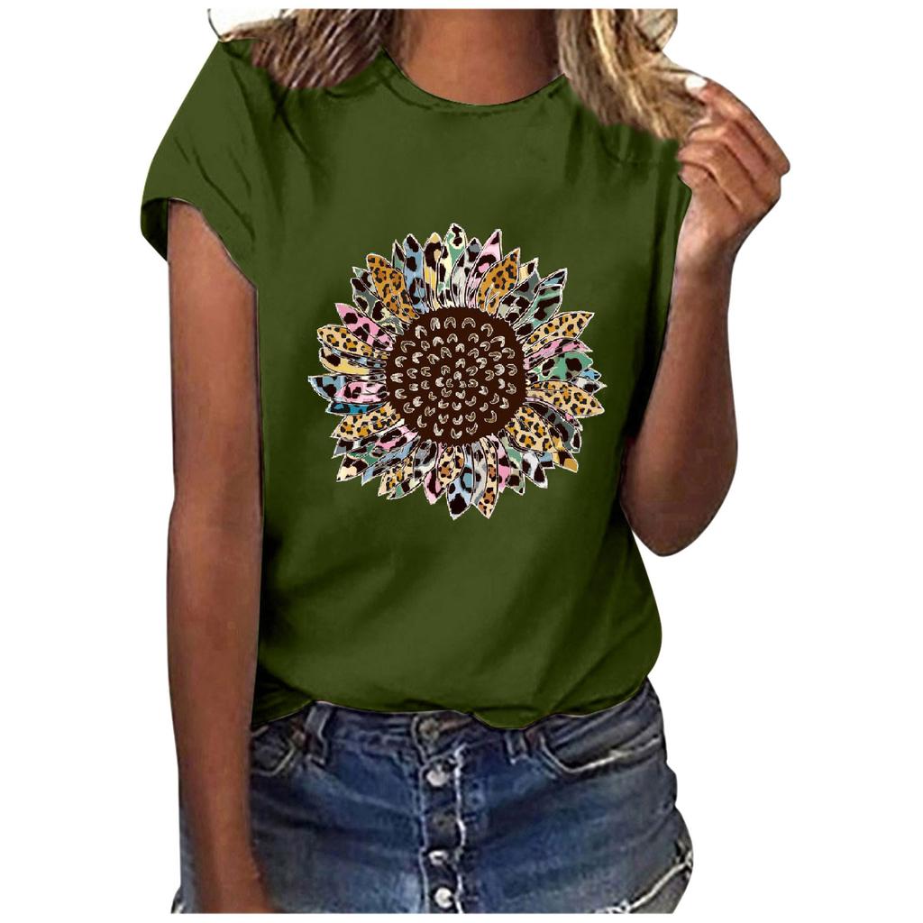 Women Casual Letter Printing Short Sleeves  Loose T-Shirt Blouse Tops