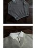Herren V-Ausschnitt Retro-Stil Strickoberteil - Fake Zweiteiler, Winter Kragen, Lockerer Schnitt