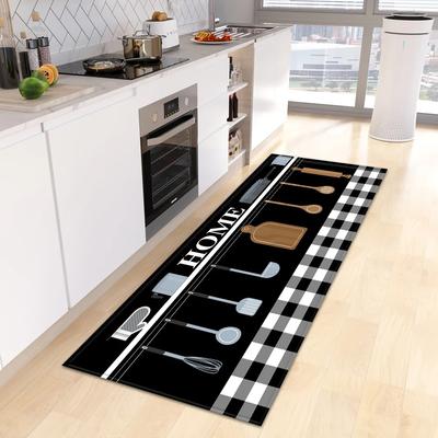 Kitchen Carpet Mat Rug Home Decoration with Cooking Utensils Food Pattern Non-Slip Floor Mat for Kitchen Living Room Home Mat