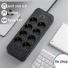 6/8 AC Outlets Multitap Socket Electrical Power Strip Extension Cord with 4 USB 1 Type C Charging Network Filter Adapter EU Plug