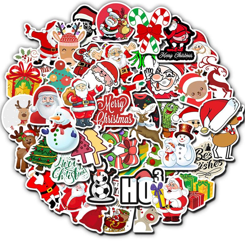 Christmas Series 50pclot Santa Snowman Suitcase Laptop Car Stickers Waterproof