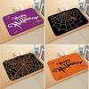 Halloween Themed Flannel Doormats Spider Web & Bat Patterns "Happy Halloween" Prints Soft Floor Mats for Holiday Decor