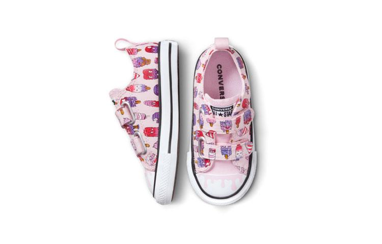 Converse Chuck Taylor All Star Canvas Wear resistant And Lightweight Low top Toddler Shoes Pink Purple A00389C