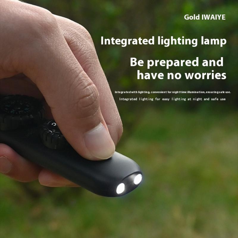 Camping, Camping, Seven In One Multi-Functional Portable Survival Whistle With Led Light, Thermometer, Compass, Magnifying Glass