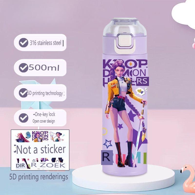 Isolierbecher im K-Pop-Hexenjäger-Design, tragbarer Edelstahl-Trinkbecher mit großem Fassungsvermögen für Kinder
