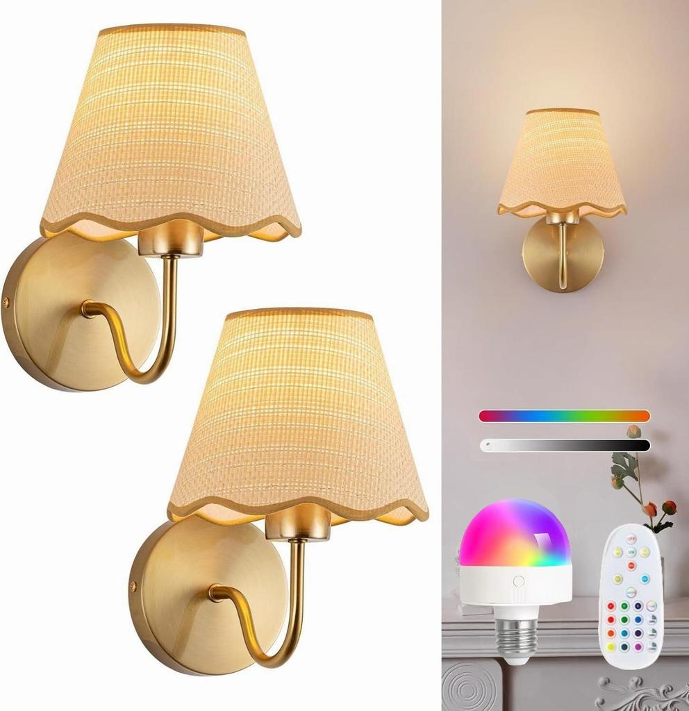 Cross-border Wireless RGB Remote Wall Lamp, American Style for Living Room, Hallway, Hotel Bedside.