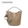 C.BANNER Γυναικεία Τσάντα Ώμου Τύπου Κουβάς από Γνήσιο Δέρμα