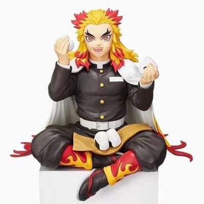 10 cm Demon Slayer Rengoku Kyoujurou pozycja siedząca pcv Anime rysunek zebrany model lalki prezent dla chłopca