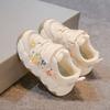 Girls Flower Embroidery Velcro Strap Thick Sole Casual Breathable Sneakers